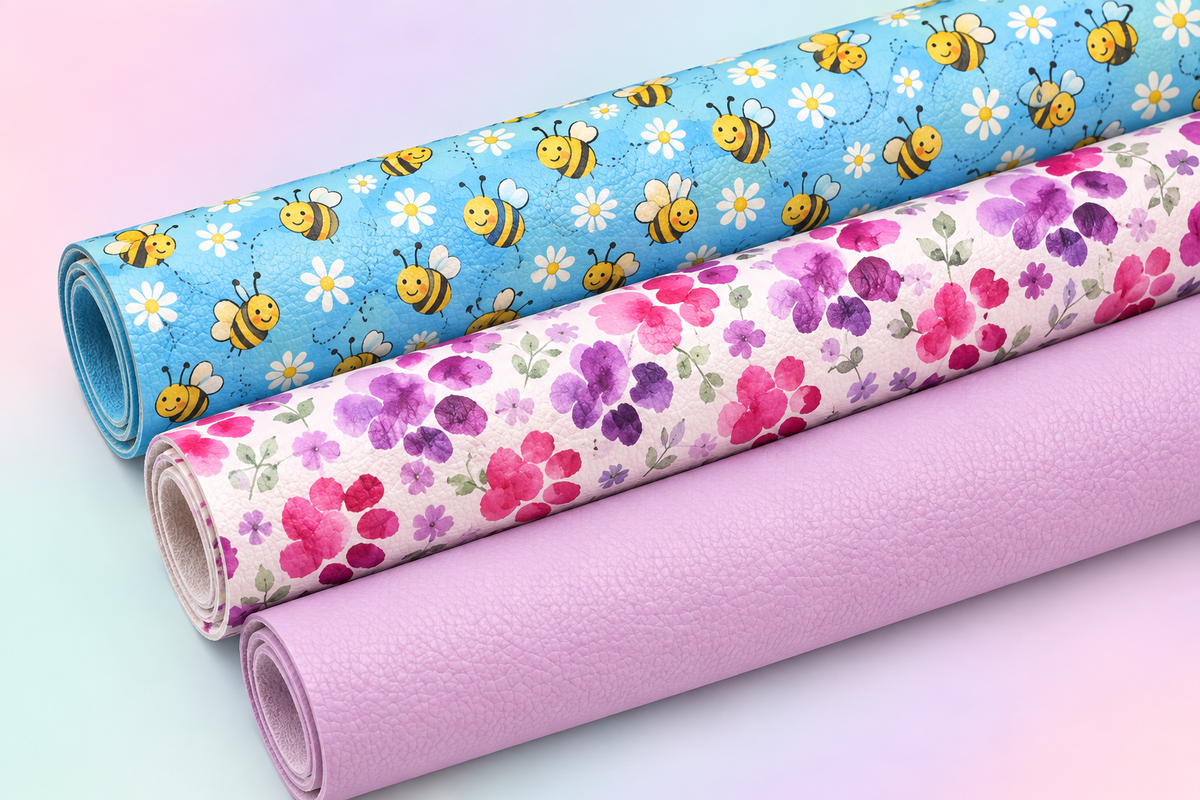 Tissus abeilles et fleurs sur fond dégradé pastel