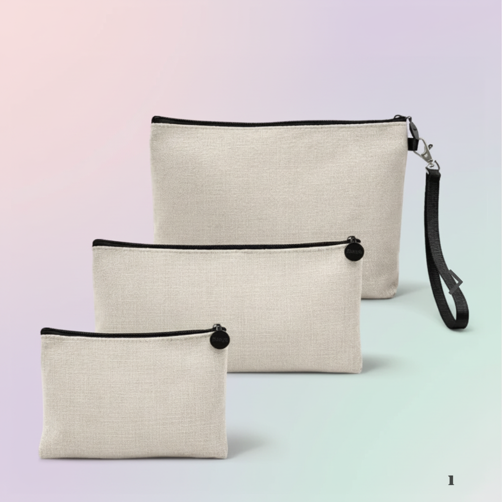 Pochettes en lin personnalisables 3 tailles fond pastel – L'atelier de Drinette