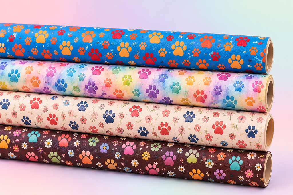 Tissus pattes colorées sur fond dégradé pastel